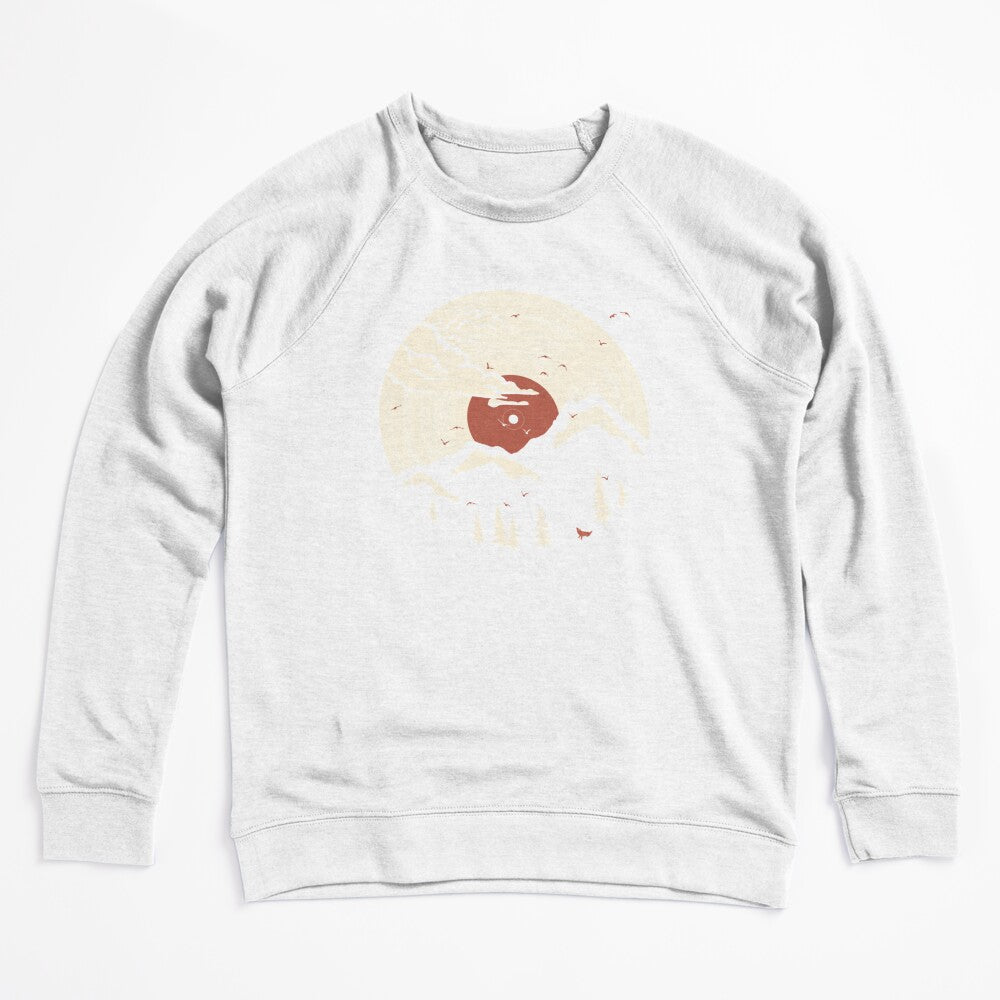 Retro Vinyl Record Mountain Sunset Forest Shirt