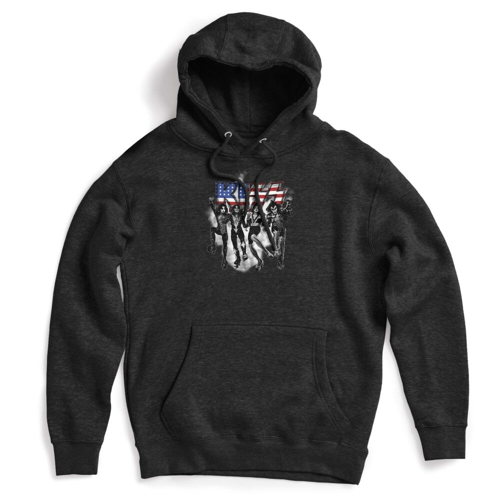 KISS The Band - Destroyer Black And White Fog USA Logo Shirt