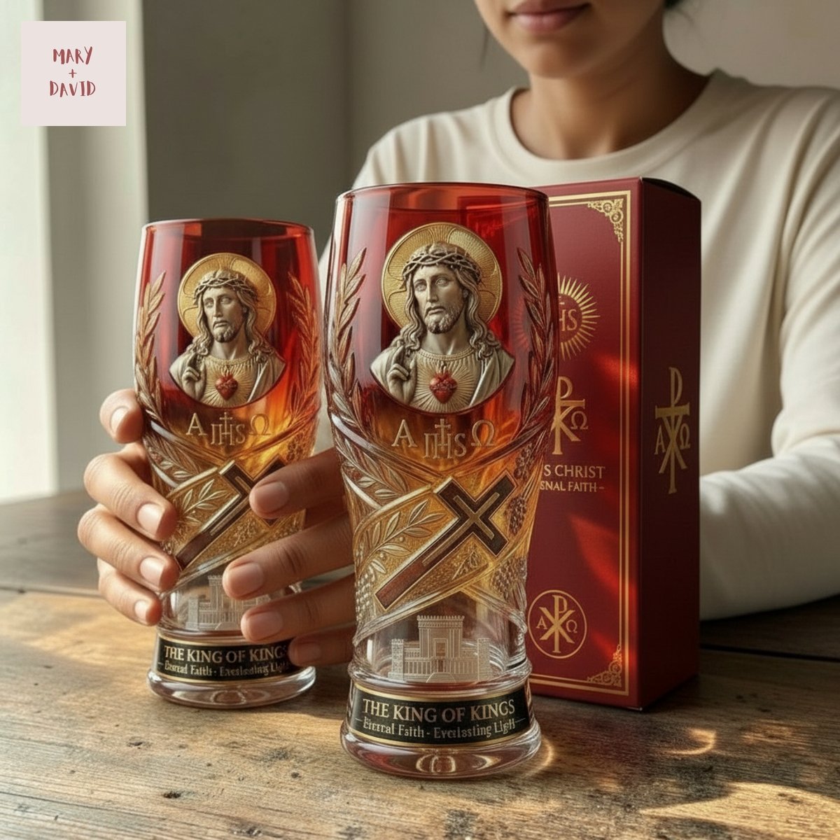 The King of Kings Jesus Christ Gold Embossed Beer Glass
