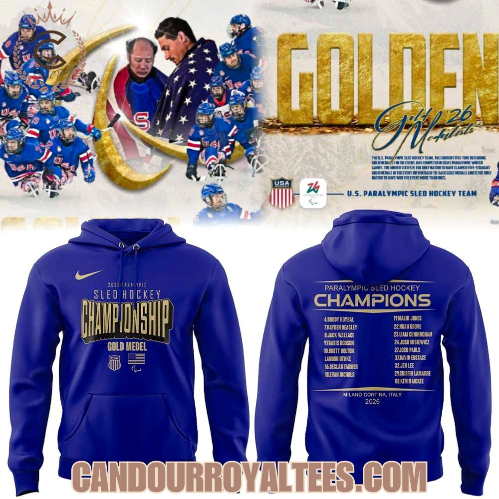 U.S Hockey Men’s US National Sled Hockey Nike Black 2026 Winter Olympics Gold Medal Champions Hoodie