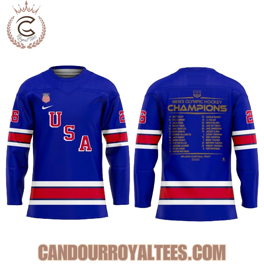 U.S. 2026 Olympic Milano Cortina Men’s Team Championship Hockey Jersey Blue