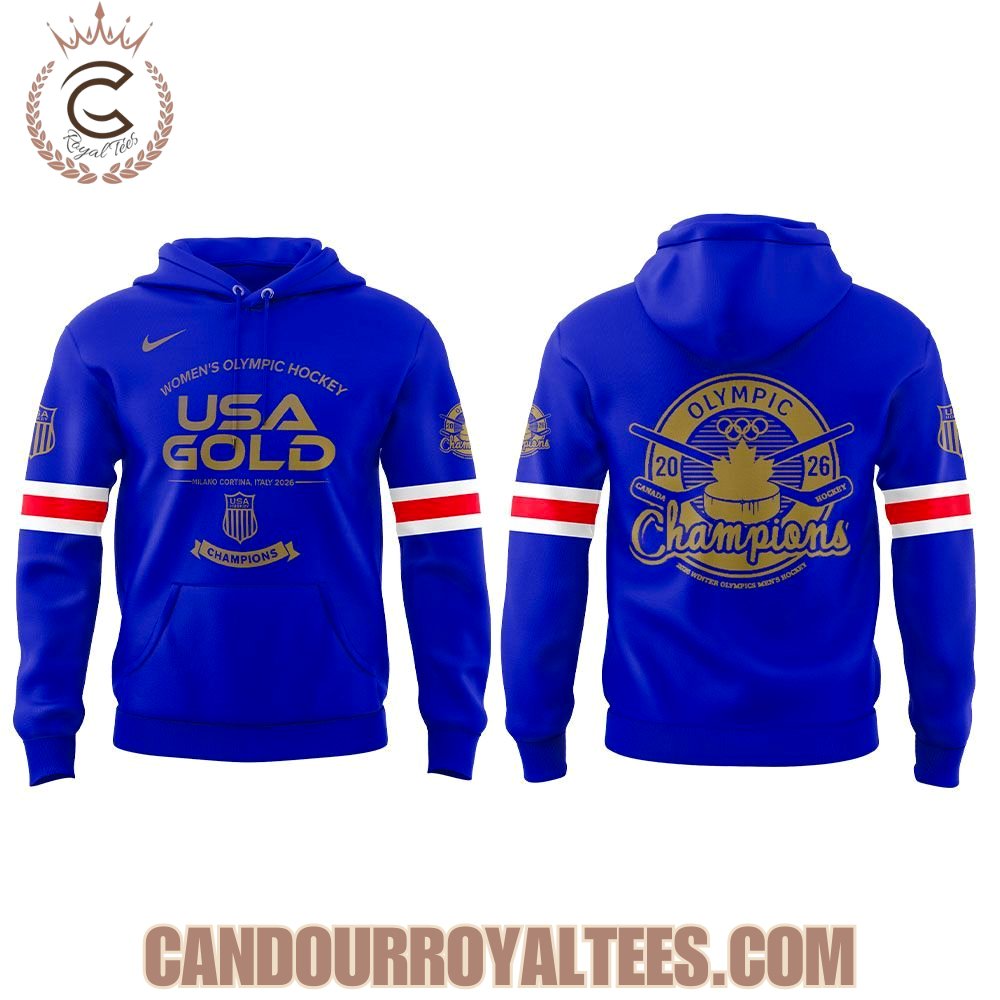 USA Women Hockey Gold Medal Milano Cortina 2026 Blue Hoodie