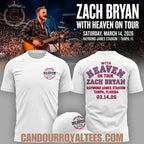 Zach Bryan 2026: “WITH HEAVEN ON TOUR” Raymond James Stadium T-Shirt
