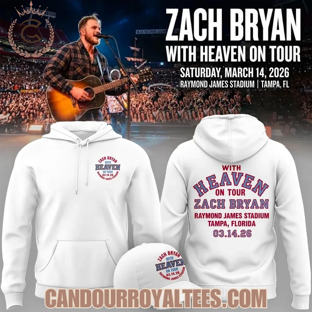Zach Bryan 2026: “WITH HEAVEN ON TOUR” Raymond James Stadium T-Shirt